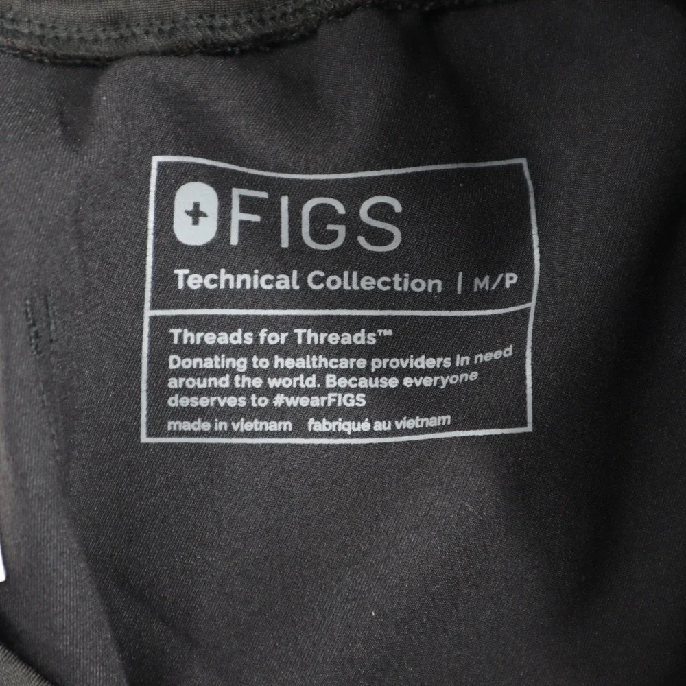 FIGS Scrub Pants Technical Collection Black Cargo M Petite Straight Leg